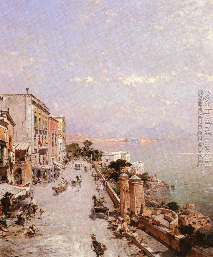 Franz Richard Unterberger : A View of Posilippo Naples